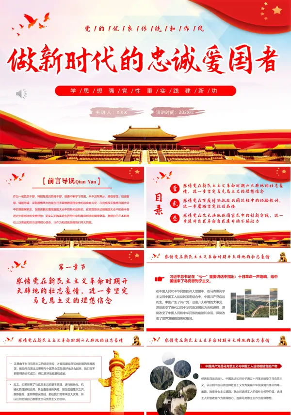 做新时代的忠诚爱国者主题PPT专题党课