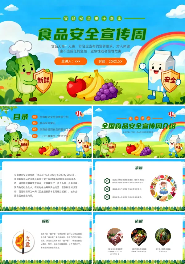 食品安全宣传周培训PPT模板含讲稿