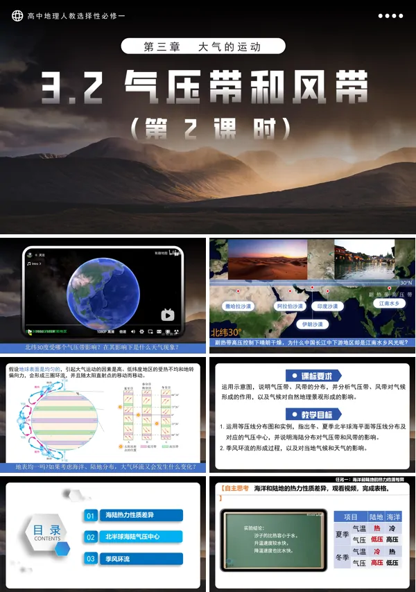 高中地理人教选择性必修一3.2气压带和风带(第2课时)PPT课件含教案