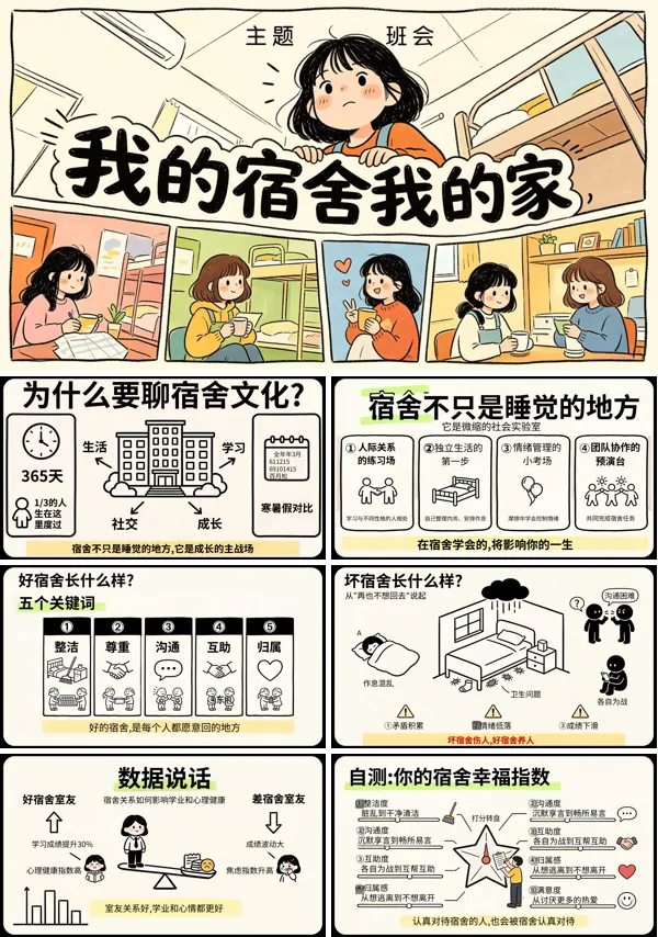 ”我的寝室我的家“主题班会课件PPT含讲稿