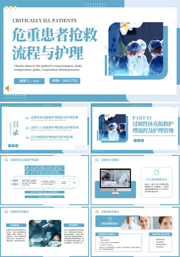 危重患者抢救流程与护理PPT模板