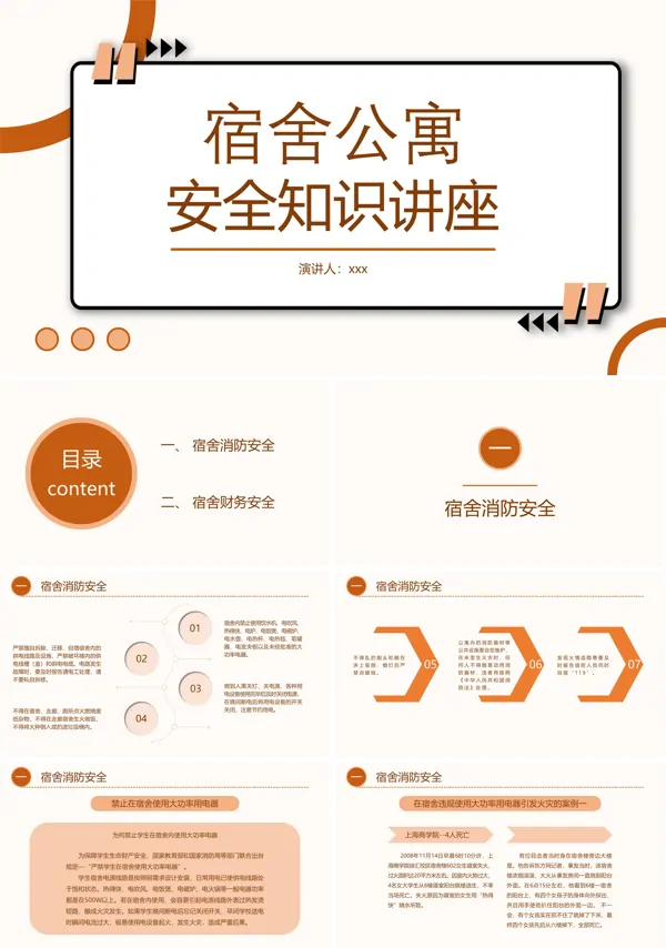 宿舍公寓安全知识讲座PPT课件