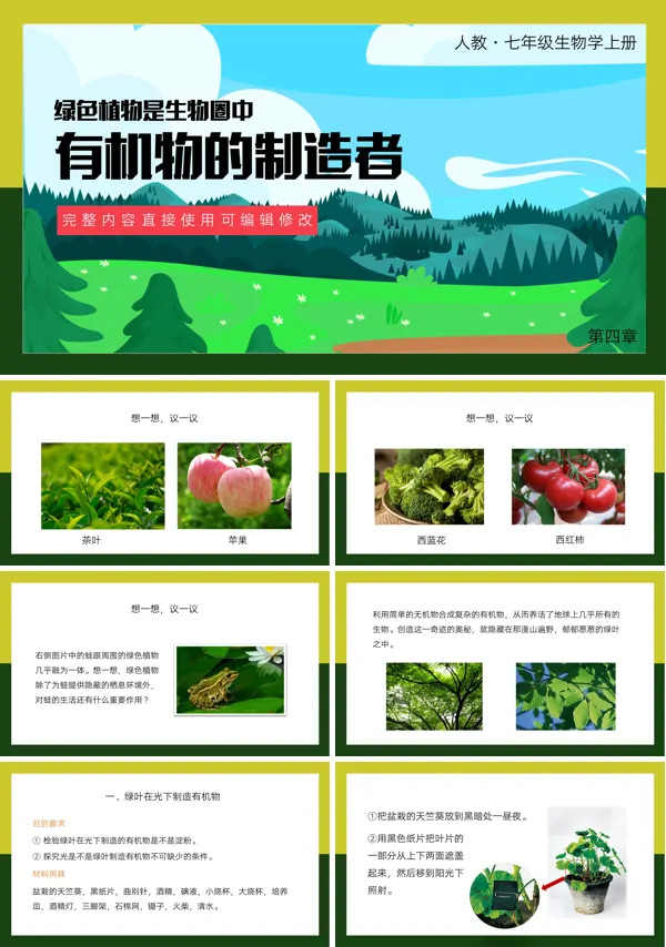 七年级上册绿色植物是生物圈中有机物的制造者PPT下载课件