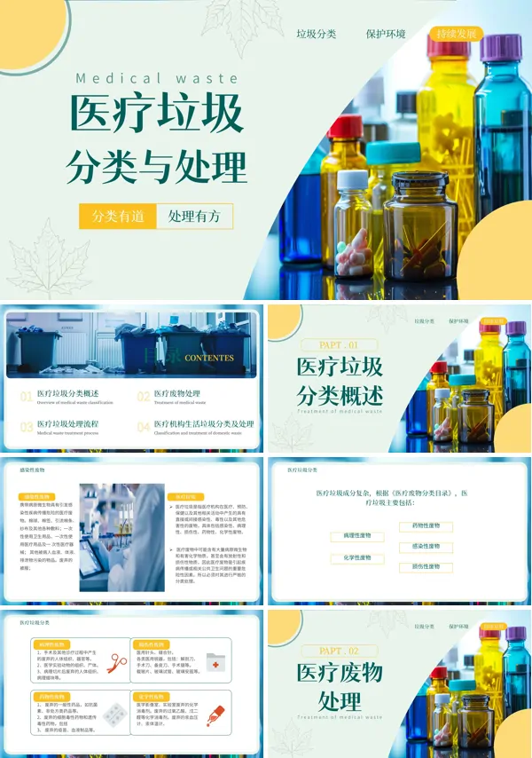 医疗垃圾分类及处理PPT模板