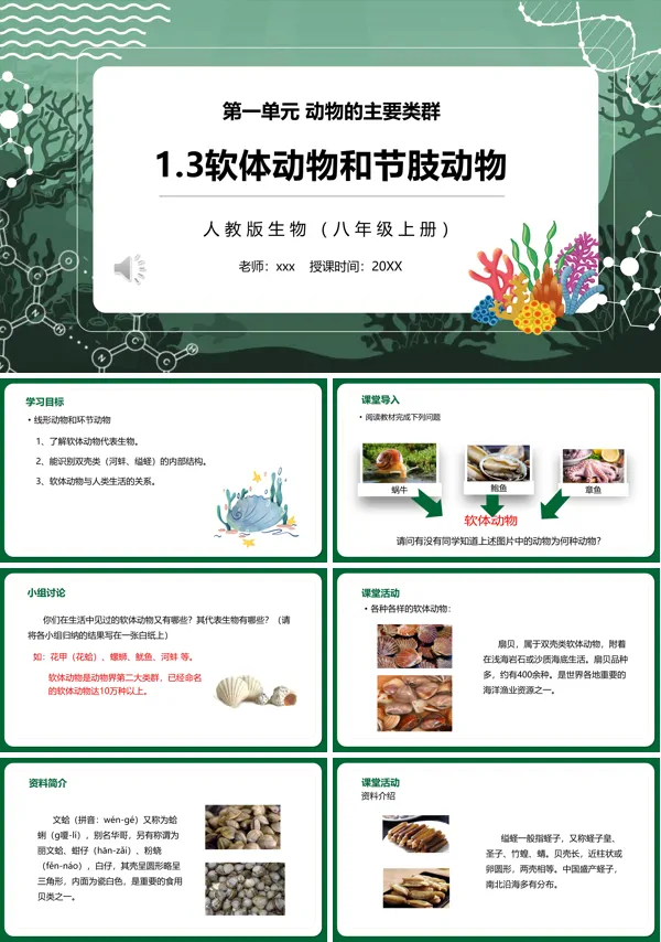 软体动物和节肢动物PPT课件模板