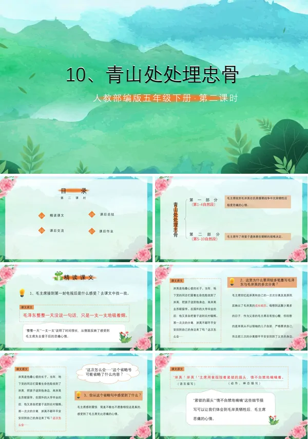 统编版小学语文五年级下册课文《青山处处埋忠骨》第二课时的PPT课件