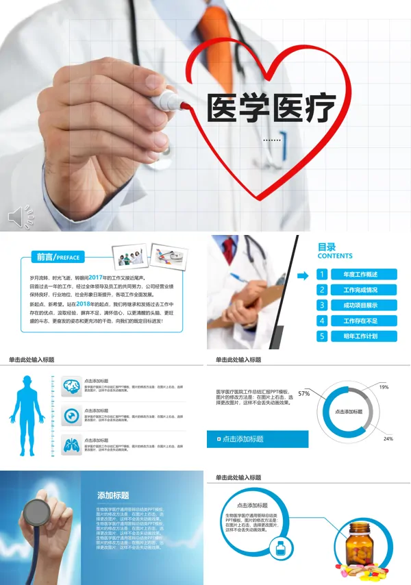 医学医疗行业总结汇报PPT模板