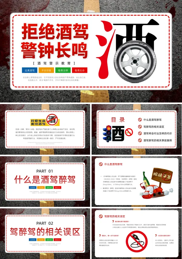 拒绝酒驾安全出行培训课件PPT模板