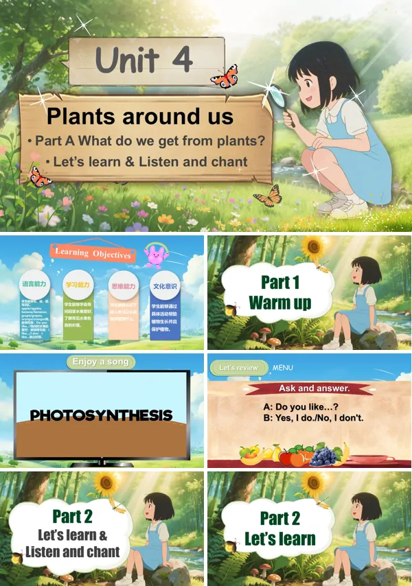 人教三年级英语上册Unit4第2课时Part A Let’s learn& Listen and chantPPT课件含教案