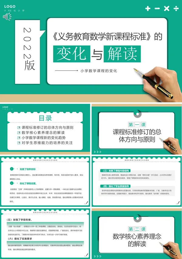 2022年小学数学新课标变化与解读PPT模板