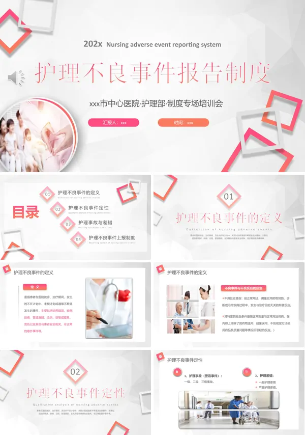 医院护理不良事件报告及管理制度培训PPT模板