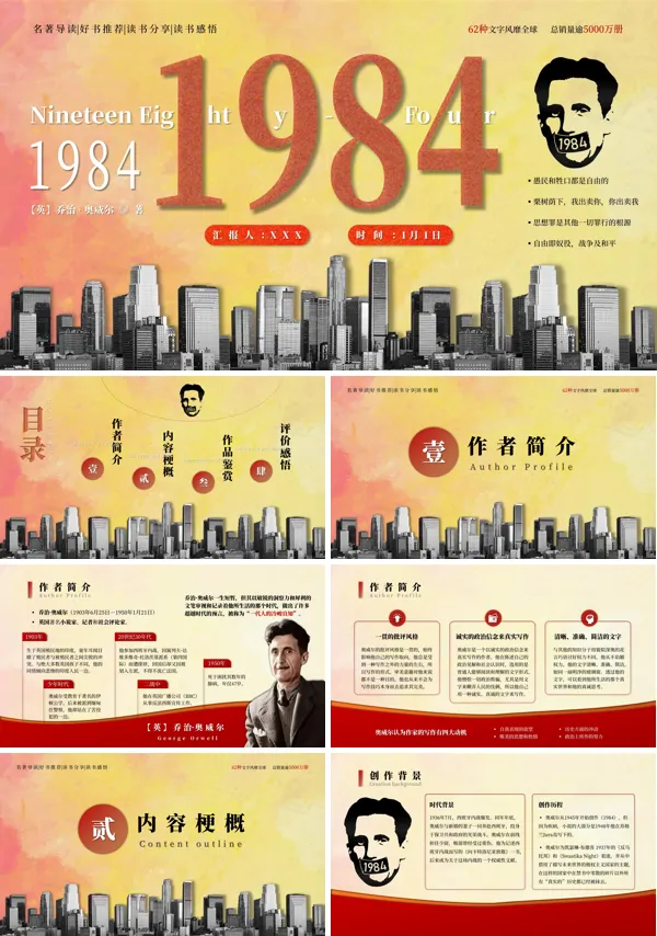 1984读书分享PPT课件读后感好书推荐