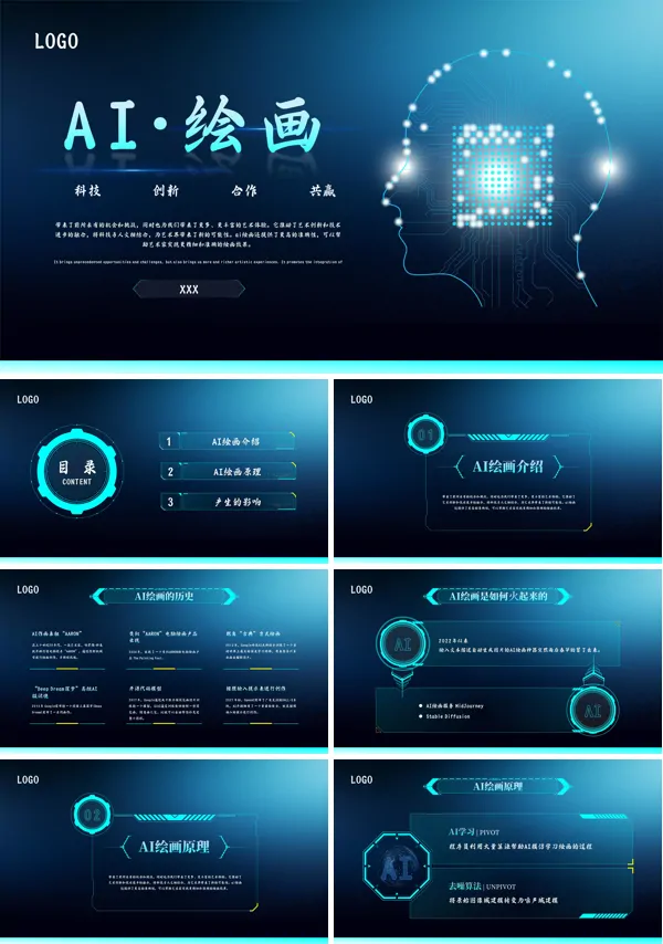 AI绘画介绍PPT动态模板