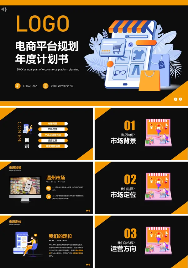 电商平台商业计划书模板PPT