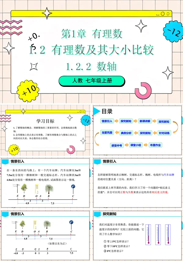 人教七年级数学上册1.2.2 数轴PPT课件含教案