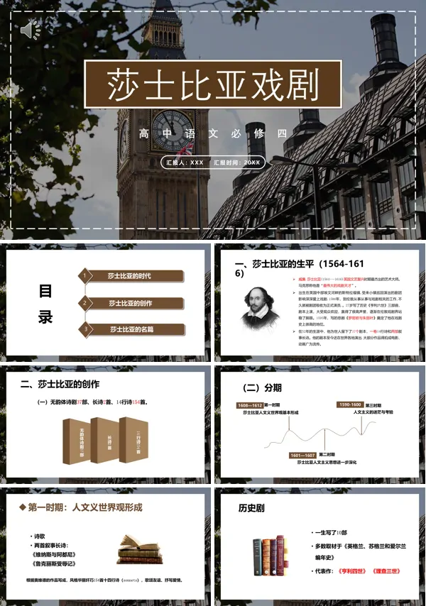 高中课文莎士比亚戏剧PPT课件