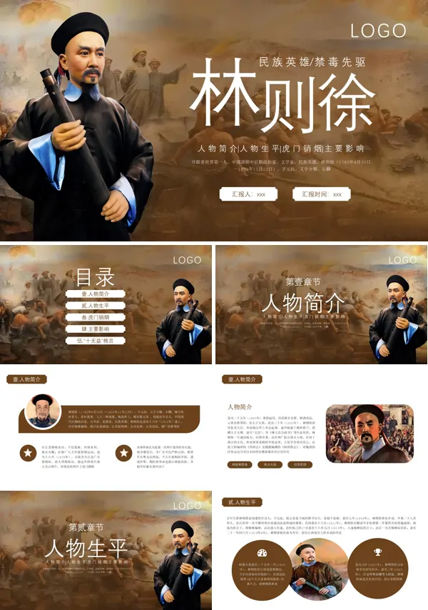 林则徐民族英雄介绍课件PPT模板含讲稿