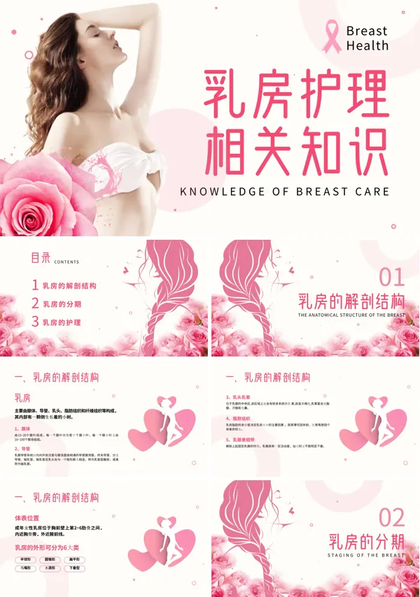 乳房护理乳腺护理PPT下载模板