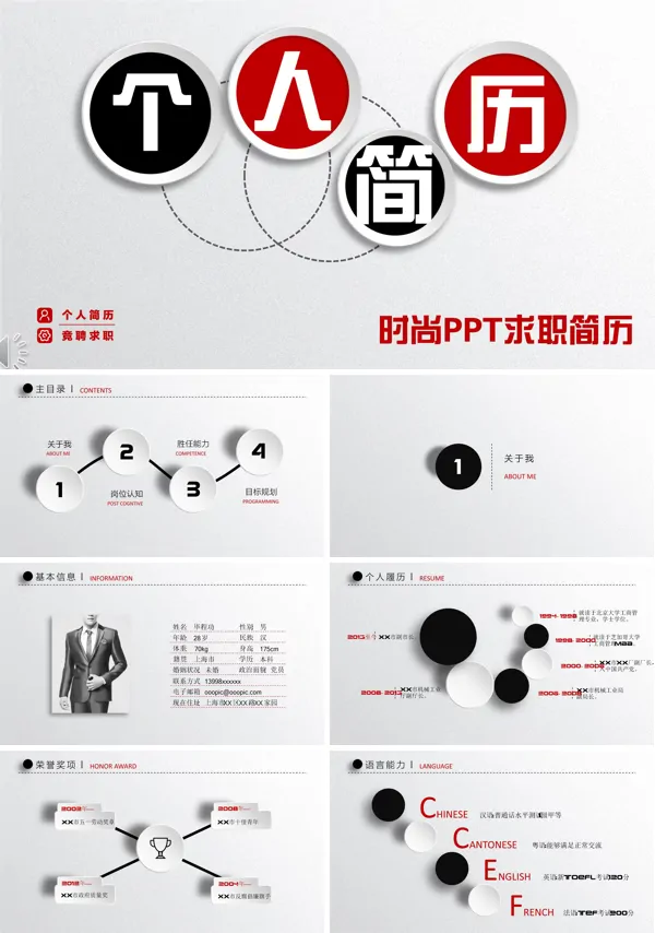 质感磨砂微粒体个人简历PPT