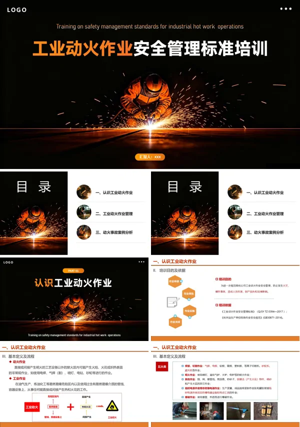 工业动火作业安全管理标准培训PPT模板含讲稿