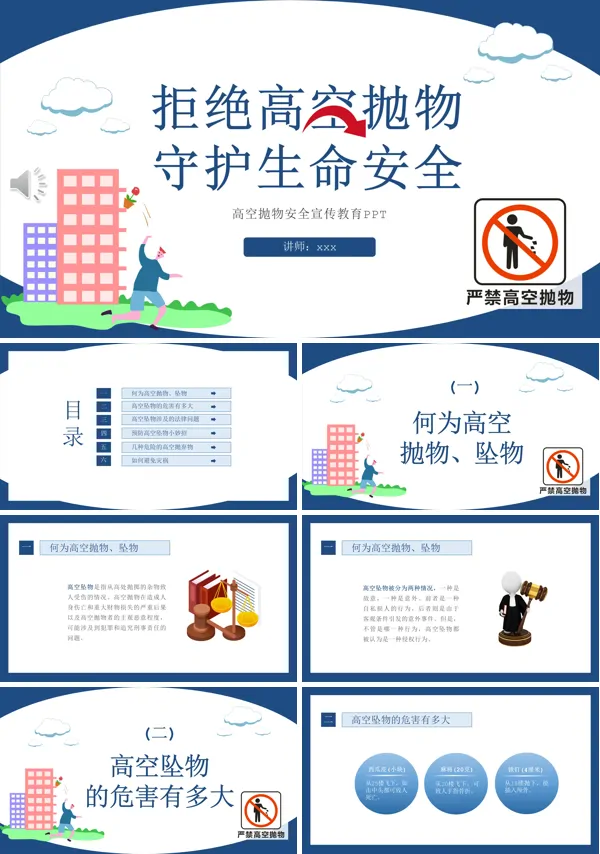 禁止高空抛物守护生命安全教育培训课件PPT模板