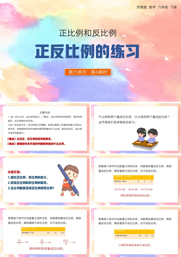 苏教版六年级数学正比例反比例ppt课件