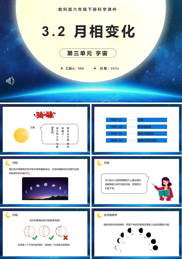 六年级科学下册月相变化课件PPT模板