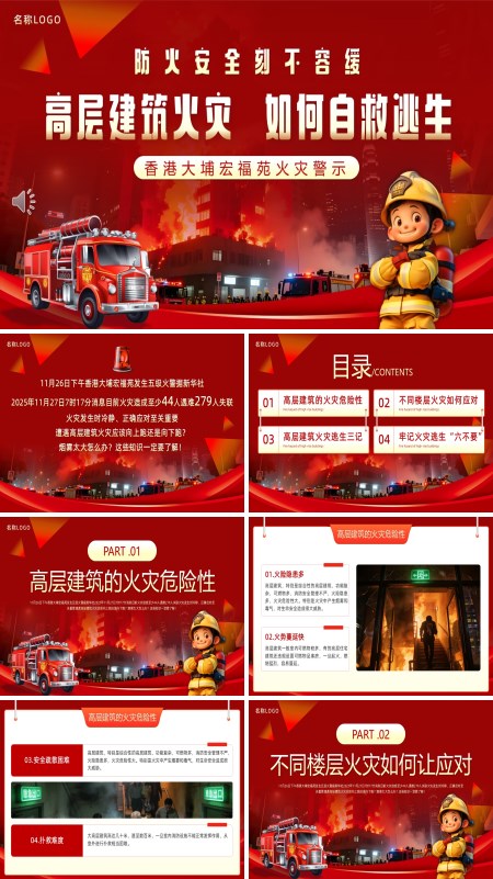 香港大埔宏福苑火災(zāi)警示ppt課件模板含講稿