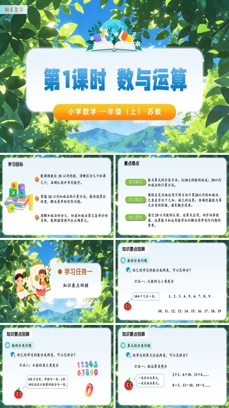 數學蘇教一年級上（新教材）期末復習 第1課時 數與運算（教學課件）ppt課件（教案+分層作業+學習任務單）