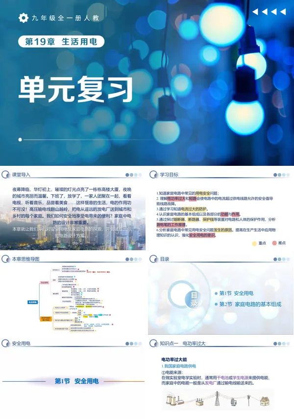 第19章《生活用电》复习 九年级全一册物理人教 ppt课件(教案)