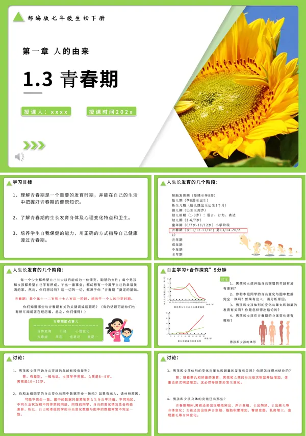 青春期课件PPT模板