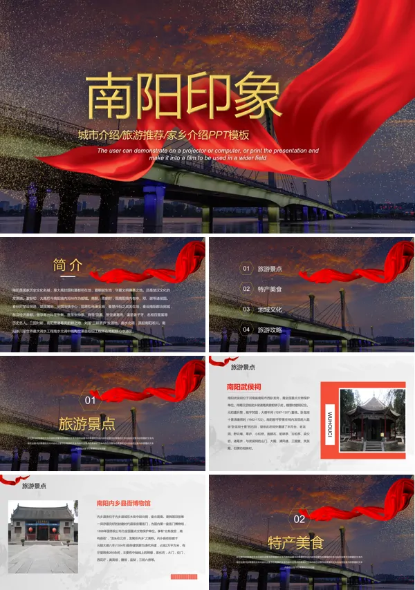 南阳城市介绍旅游相册PPT模板