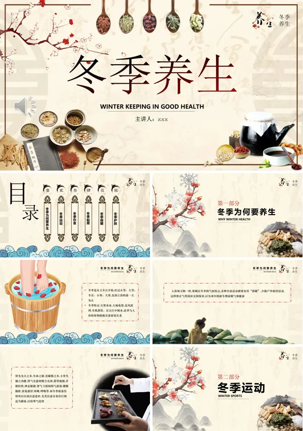 传统中医冬季养生知识PPT下载课件模板