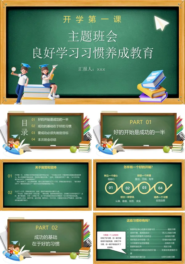良好学习习惯养成教育开学第一课课件PPT模板