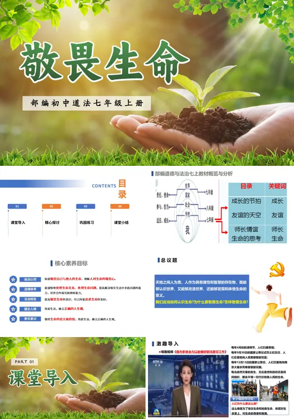 第三单元 3.8.2《敬畏生命》七年级上册人教道法ppt课件(教案)