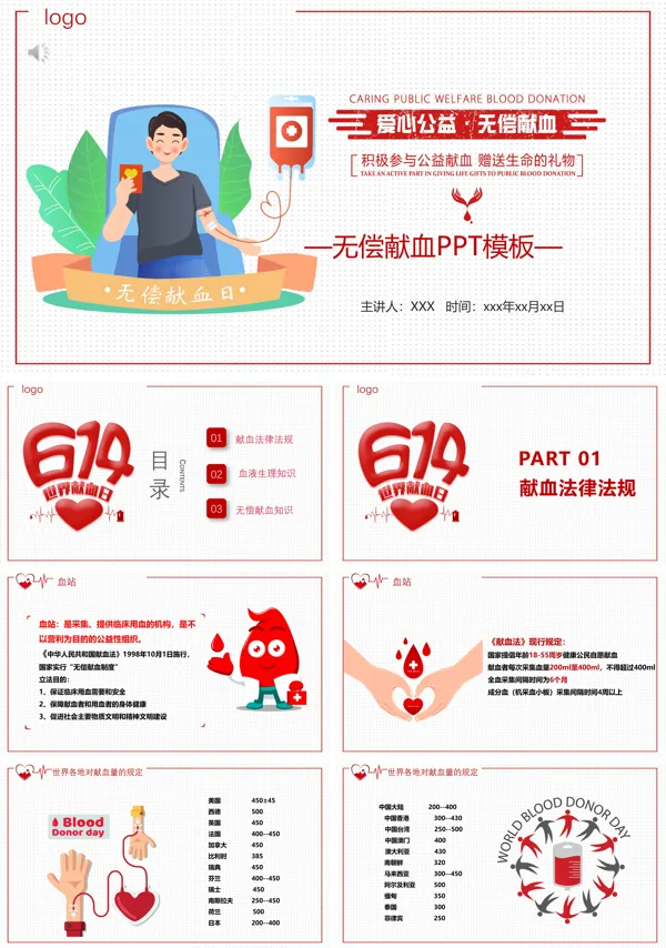世界献血者日主题班会PPT模板