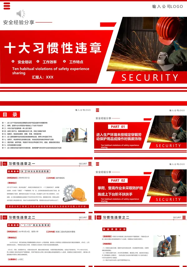 “十大习惯性违章”安全经验分享PPT课件