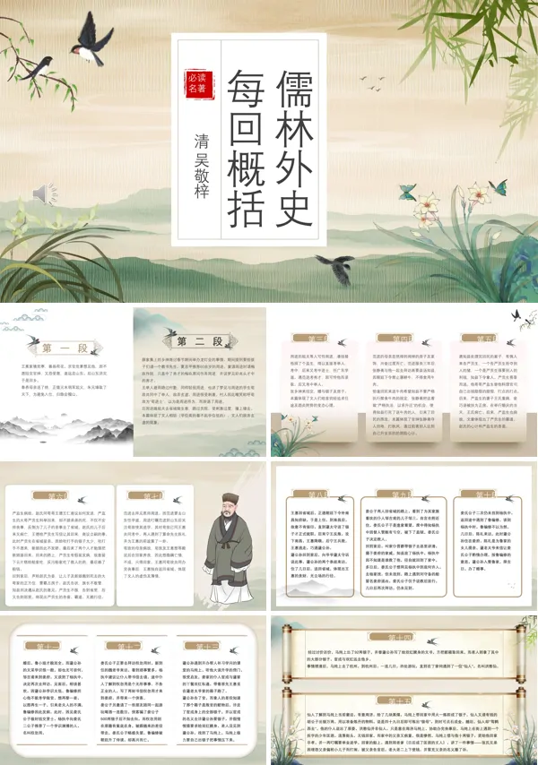 名著阅读《儒林外史》课件PPT模板含讲稿