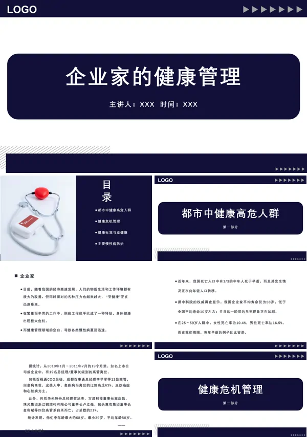 企业家的健康管理PPT模板