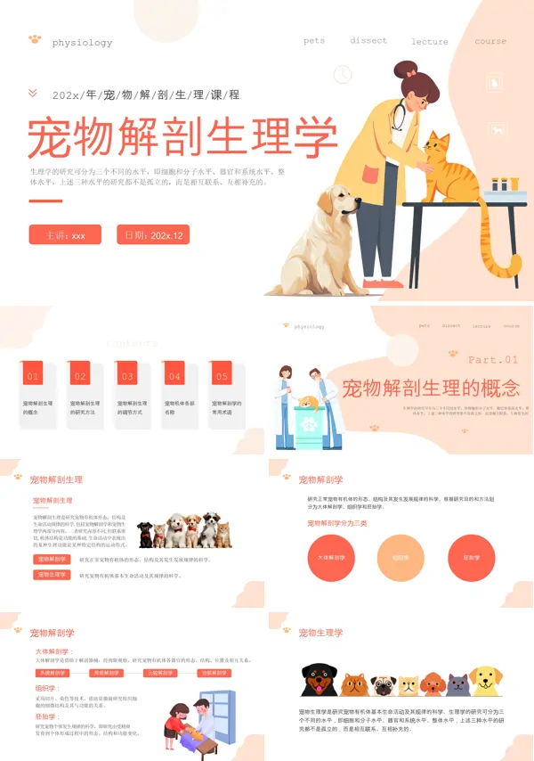 宠物解剖生理课讲座PPT课件模板含讲稿