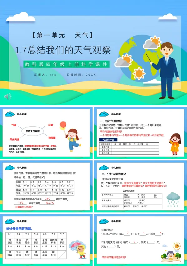 教科版四年级科学上册总结我们的天气观察课件PPT