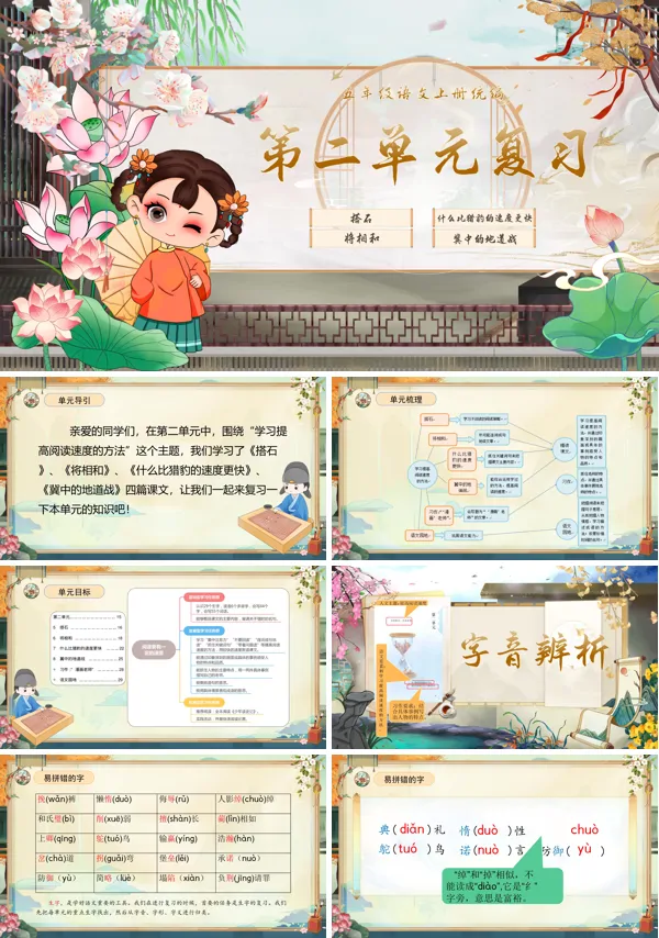 统编语文五年级上册第二单元单元复习PPT课件含教案