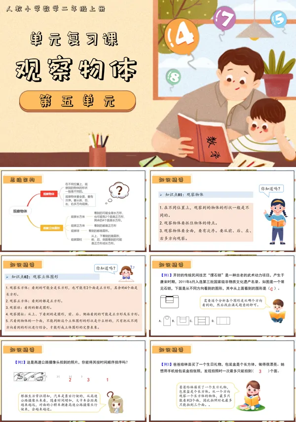 二年级上册期末复习讲练测人教第五单元观察物体PPT课件含教案
