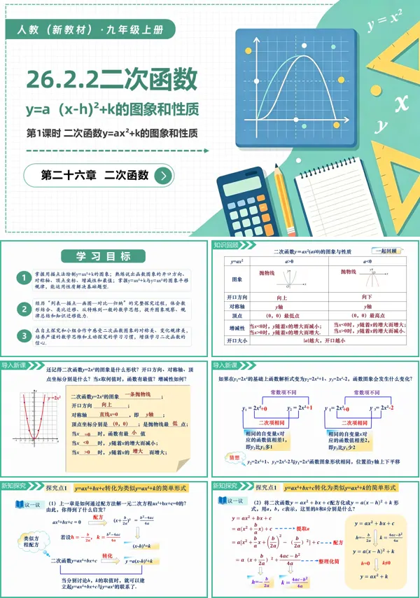 九年级数学上册26.2.2二次函数y=a(x-h)²+k的图象和性质(第1课时 y=ax²+k的图象和性质)PPT课件(含教案+导学案+分层作业)
