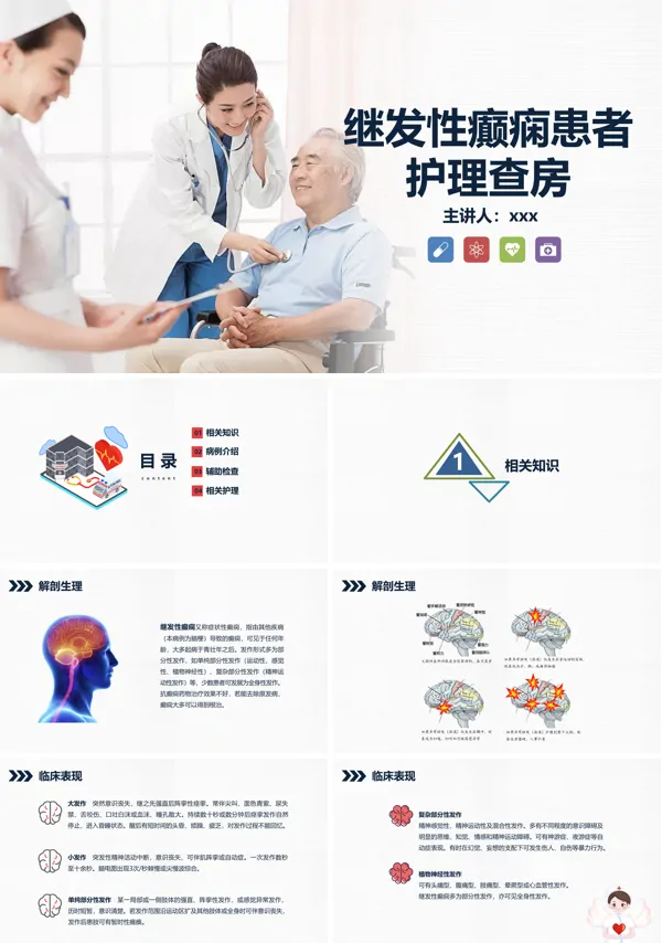 继发性癫痫患者护理查房PPT模板