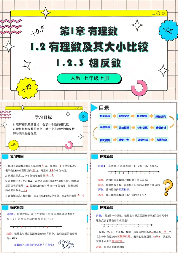 人教七年级数学上册1.2.3 相反数PPT课件含教案