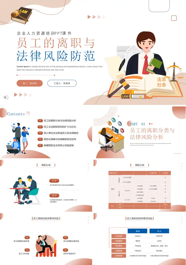 员工辞职的操作技巧与法律风险防范PPT模板