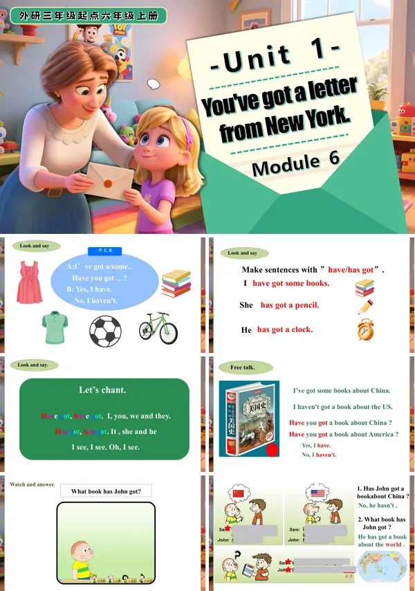 六年级英语上册外研Module 6 Unit1 You've got a letter from New York PPT课件含教案
