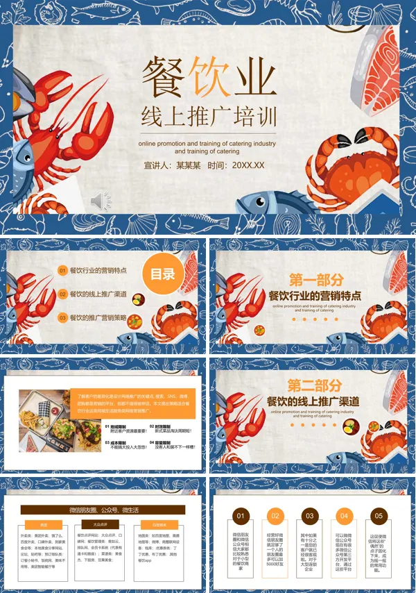 餐饮线上推广培训PPT模板