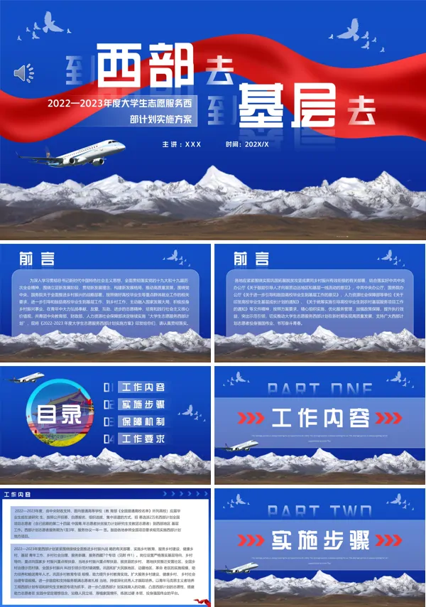 党政风到西部去到基层去PPT模板